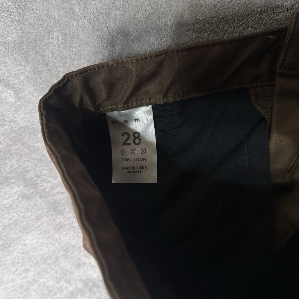 MNML Snap Zipper Cargo Pants Mens 28 Brown Nylon Streetwear Belted Casual - Picture 8 of 12